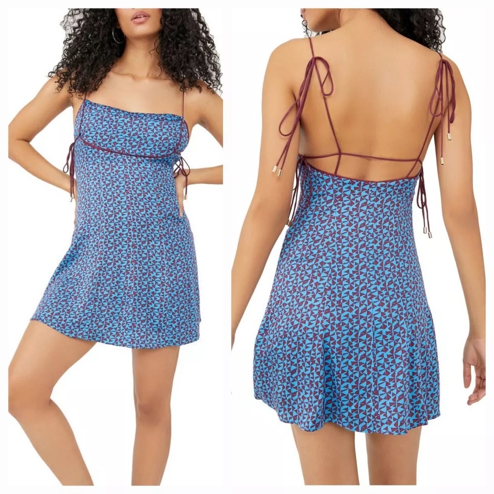 Free People Kai Print Tie Strap Minidress
